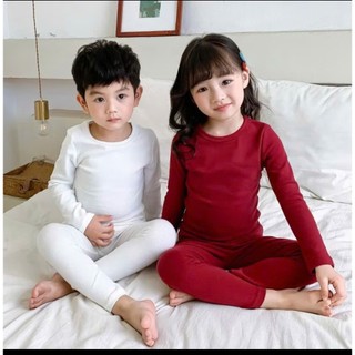 COMBO 5 BỘ THUN LẠNH TRƠN DÀI TAY  CHO BÉ TRAI VÀ GÁI