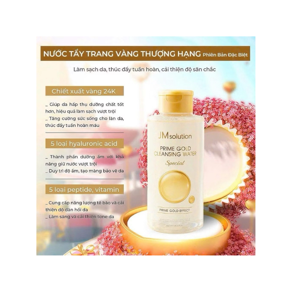 [TẶNG KÈM BÔNG TẨY TRANG 80 MIẾNG] Nước Tẩy Trang JMsolution Prime Gold 850ml/500ml – Làm Sạch Dịu Nhẹ