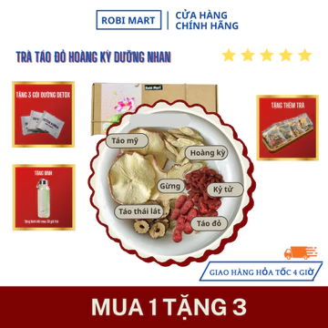 Trà táo đỏ hoàng kỳ dưỡng nhan robimart (táo mỹ, gừng, táo thái lát, táo đỏ, hoàng kỳ, kỷ tử) - Mua 1 tặng 3
