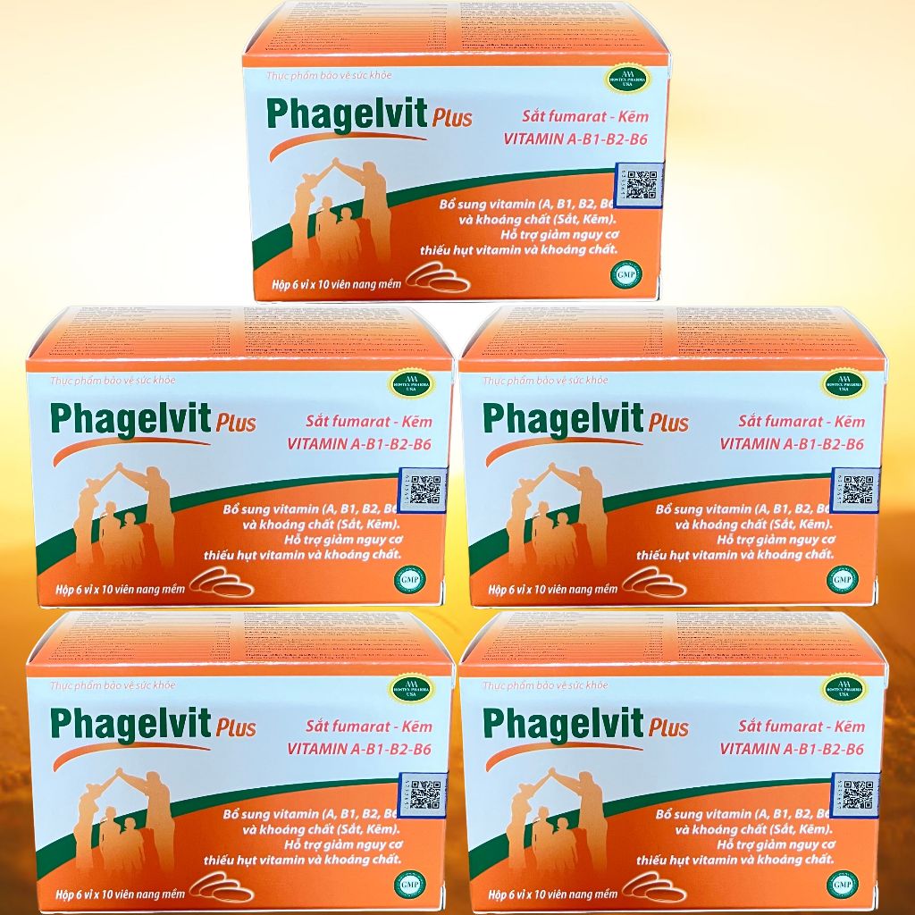 Combo 5 Hộp Phagelvit Plus 60 Viên - Rostex - Vinaphar - Vitamin Thanh Lọc