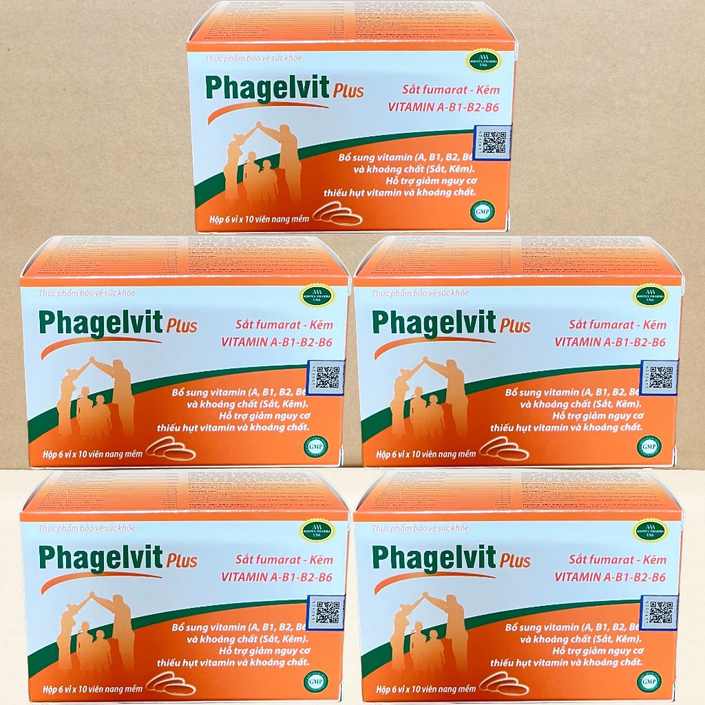 Combo 5 Hộp Phagelvit Plus 60 Viên - Rostex - Vinaphar - Vitamin Chữa Lành