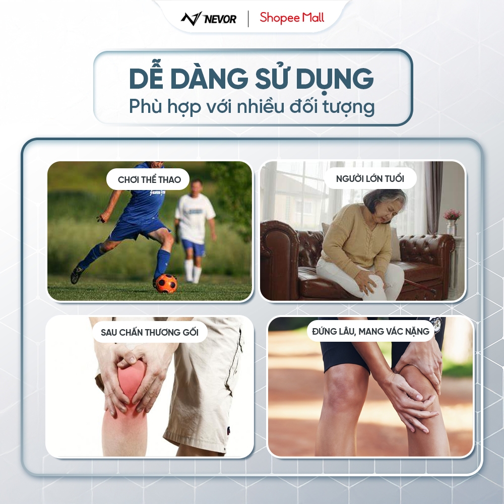 Bó Gối Thể Thao Cao Cấp Nevor BDG12 Hỗ Trợ Bảo Vệ Dây Chằng, Phục Hồi Chấn Thương Khi Đá Bóng, Pickleball