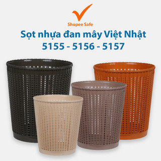 Sọt nhựa đan mây Việt Nhật đựng đồ đa năng, thùng rác văn phòng hiện đại ms: 5155/5156/5157