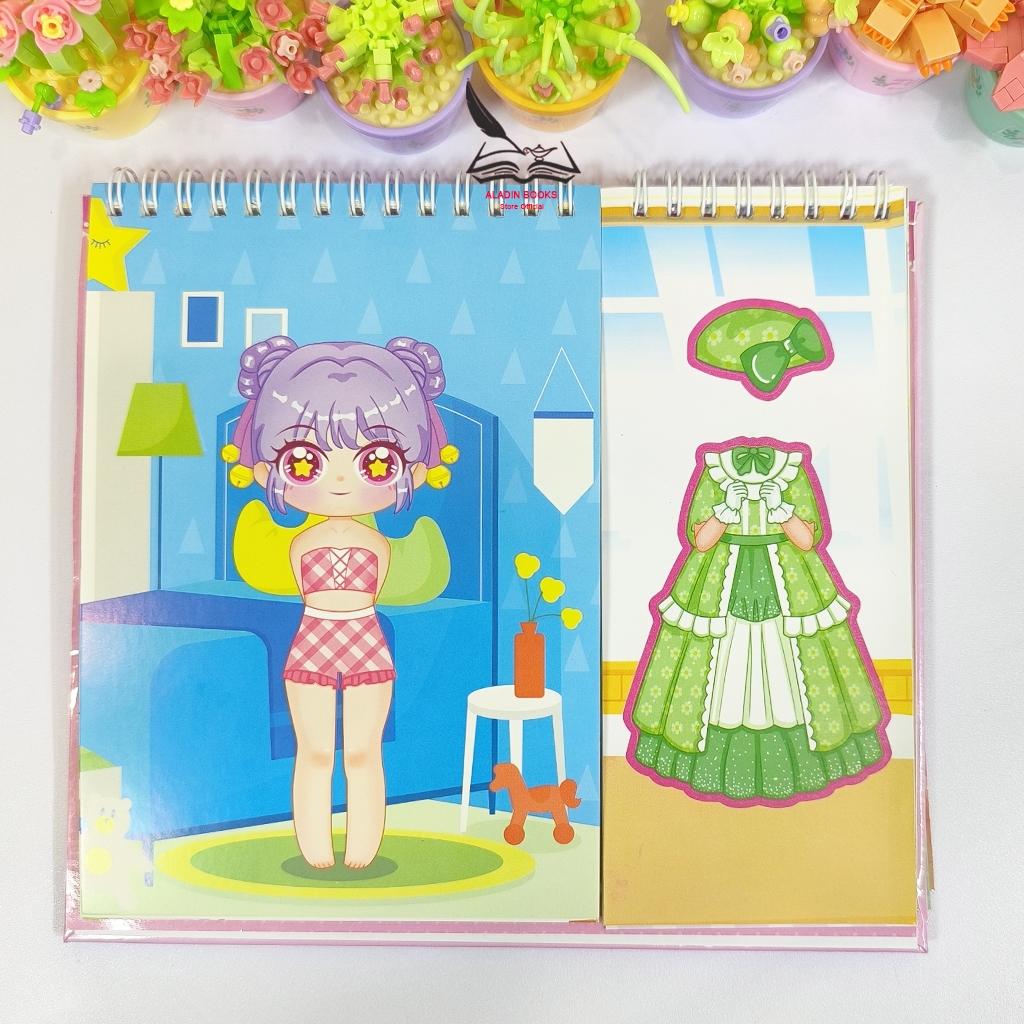 Sách- Sticker Bóc Dán Công Chúa Kawaii Cho Bé Gái – Sách Thời Trang Sáng Tạo 100+ Mẫu Váy Phụ Kiện