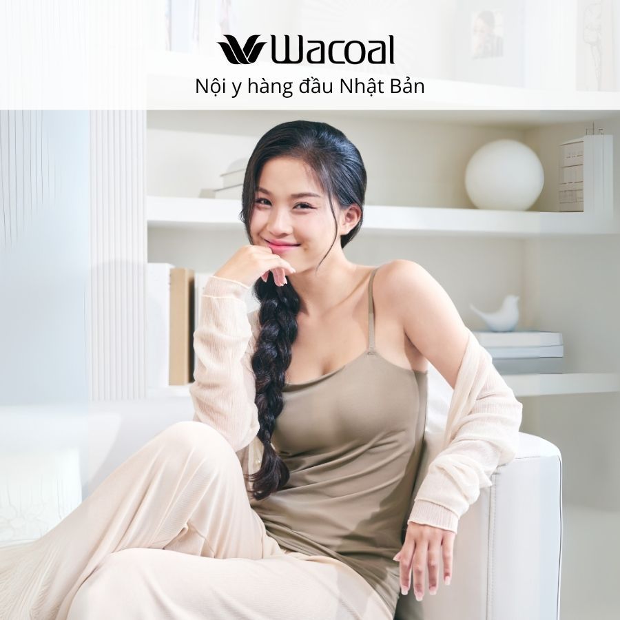Áo bra top Wacoal 2 dây dáng dài IET1052 đệm mút áo liền khối, có thể điều chỉnh dây - ET1052