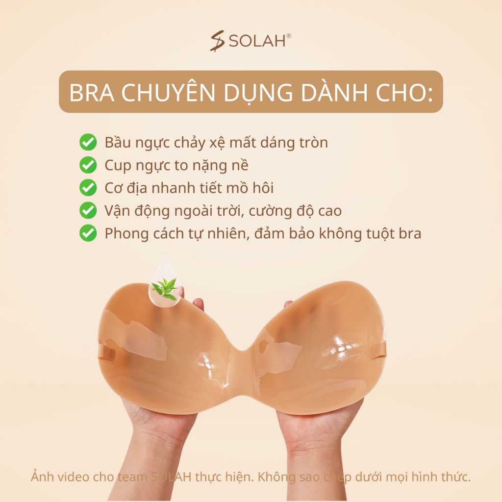 Miếng Dán Ngực Silicone Có Dây Chống Tuột SOLAH Mút Liền Nơ Thể Thao Nhảy Nhót Áo Váy Ôm Body BR09