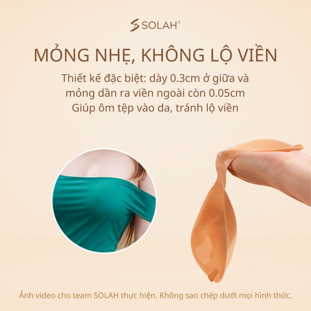 Miếng Dán Ngực Silicone Có Dây Chống Tuột SOLAH Mút Liền Nơ Thể Thao Nhảy Nhót Áo Váy Ôm Body BR09