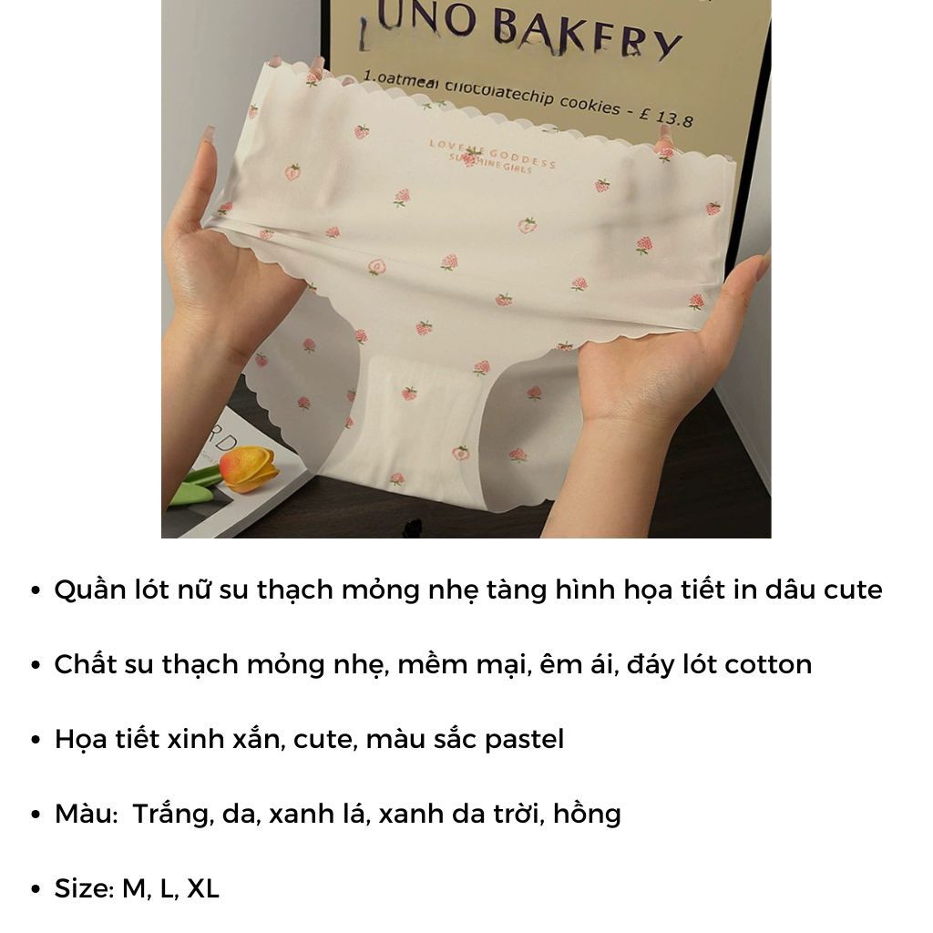 SET 5 Quần lót nữ su thạch mỏng nhẹ tàng hình không lộ viền họa tiết xinh xắn đáng yêu LANIXA L1027