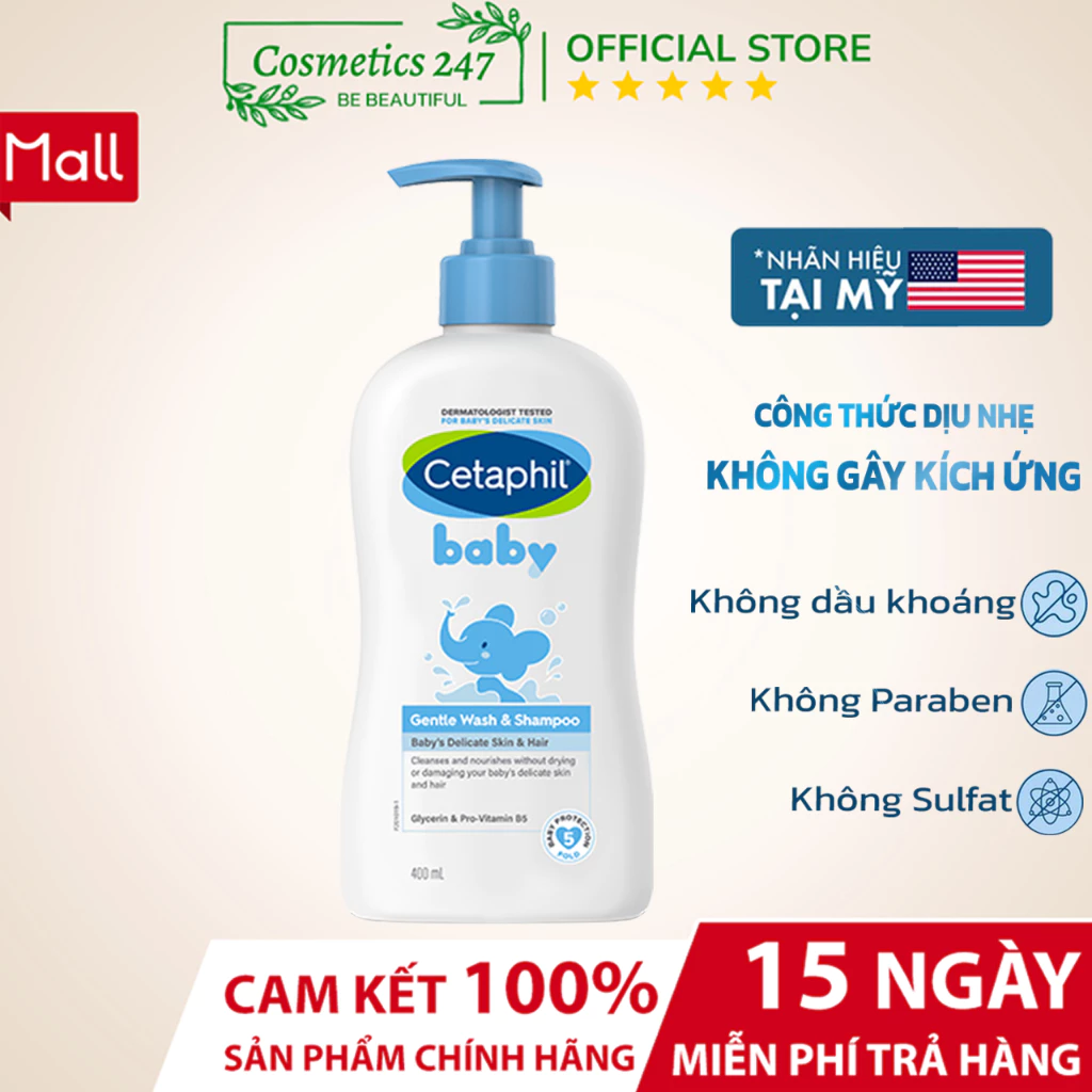 Sữa tắm gội Cetaphil Baby Gentle Wash & Shampoo 400ml