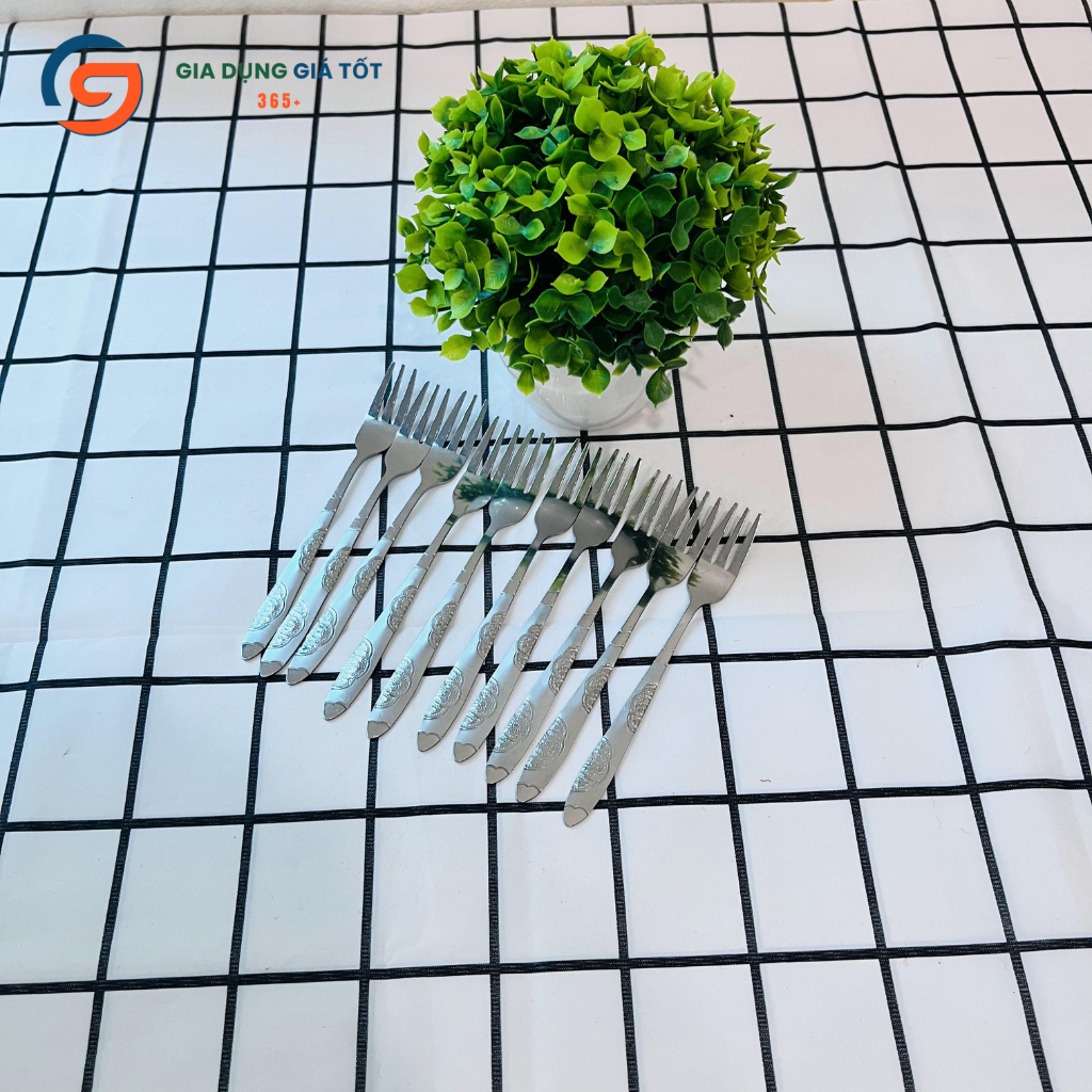 Combo 10 dĩa, nĩa inox ăn trái cây loại dày dặn
