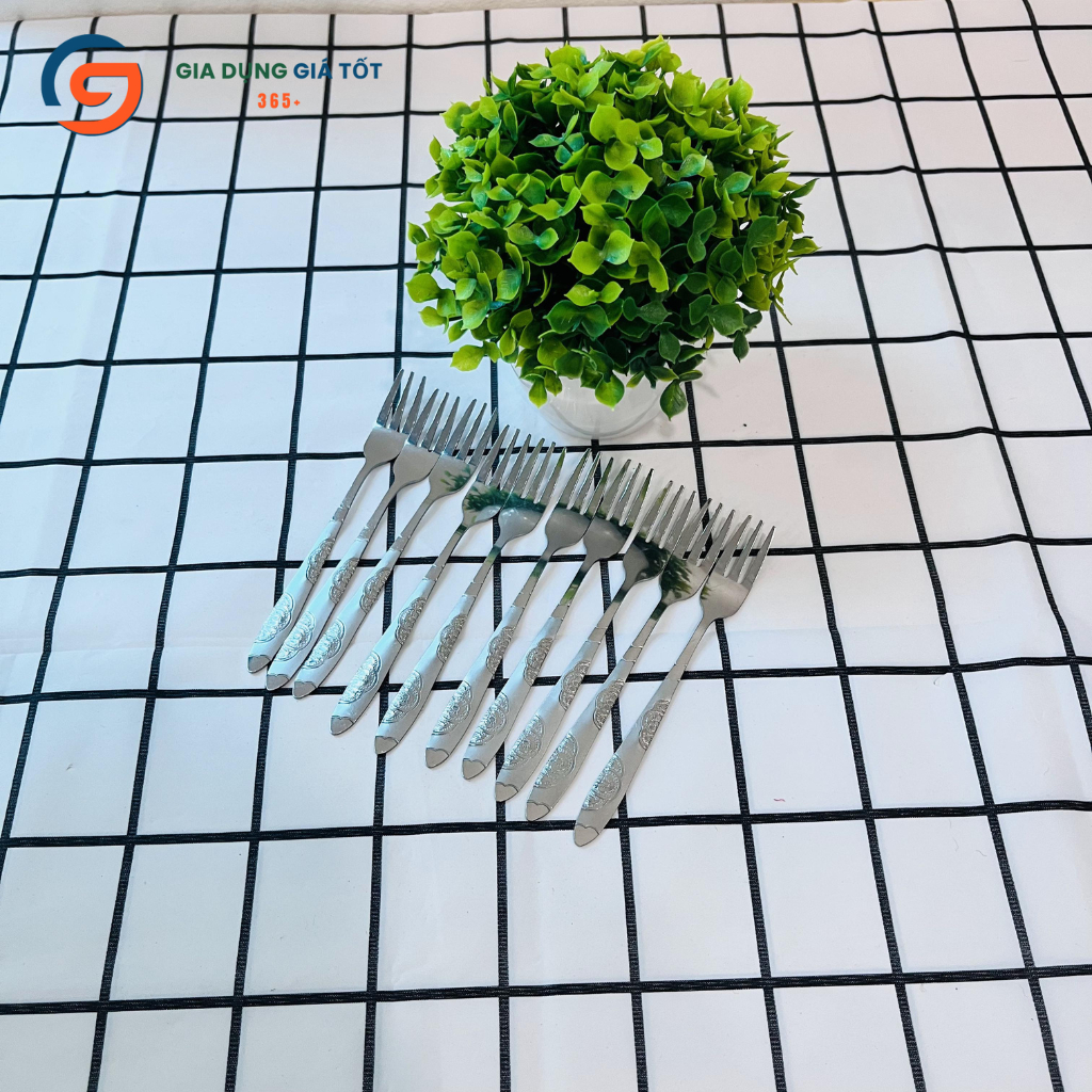 Combo 10 dĩa, nĩa inox ăn trái cây loại dày dặn