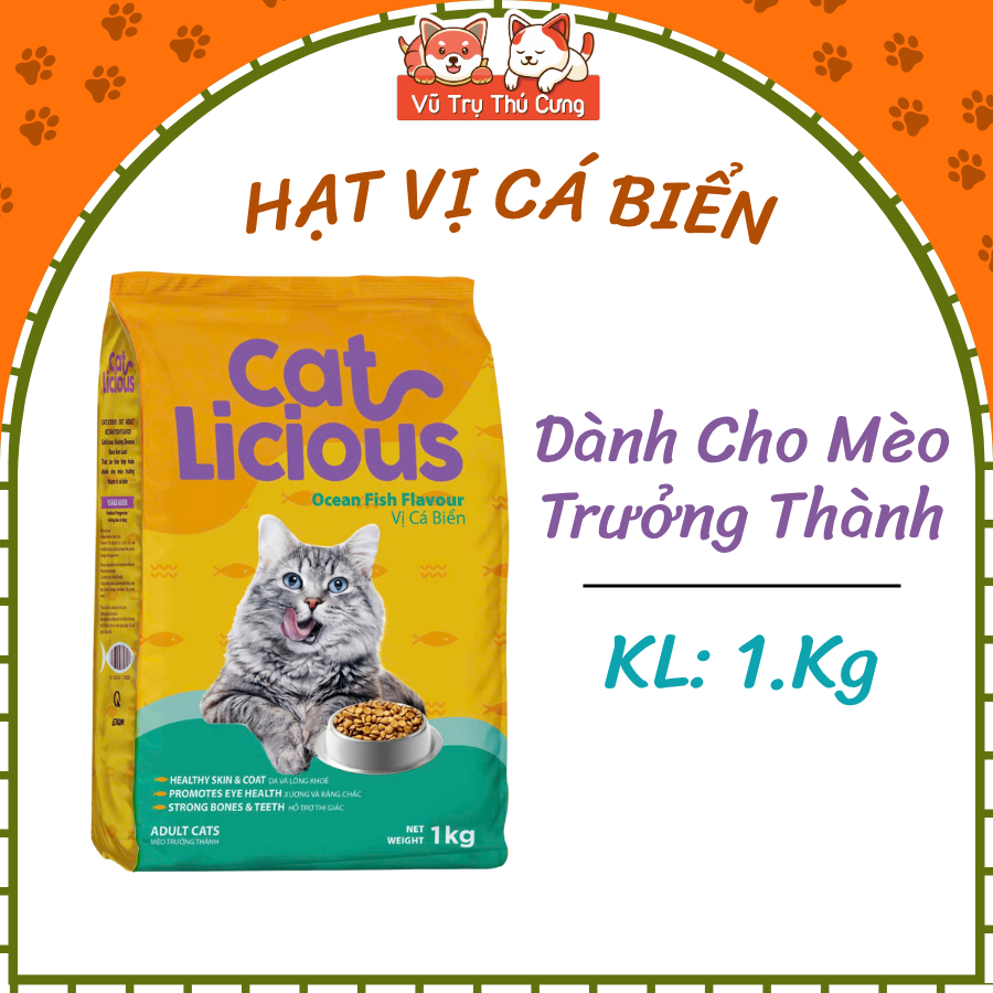 (1Kg) Thức Ăn Hạt Cho Mèo Trưởng Thành Vị Cá Biển Cat Licious