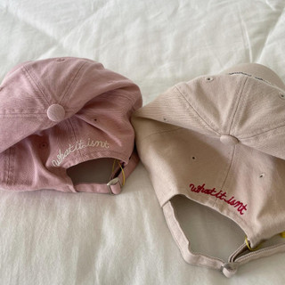 Cổ phiếu hàn quốc chính hãng WHATISNT angel cap bóng chày rửa sạch và thêu nắp nắp cũ người đàn ông và phụ nữ cùng một