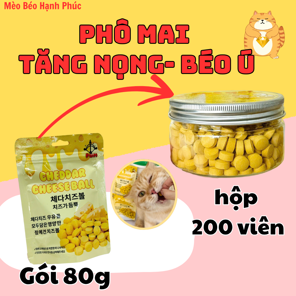 Phô mai tăng nọng mặt béo ú cho chó và mèo Cheese Ball-Bổ sung chất ...