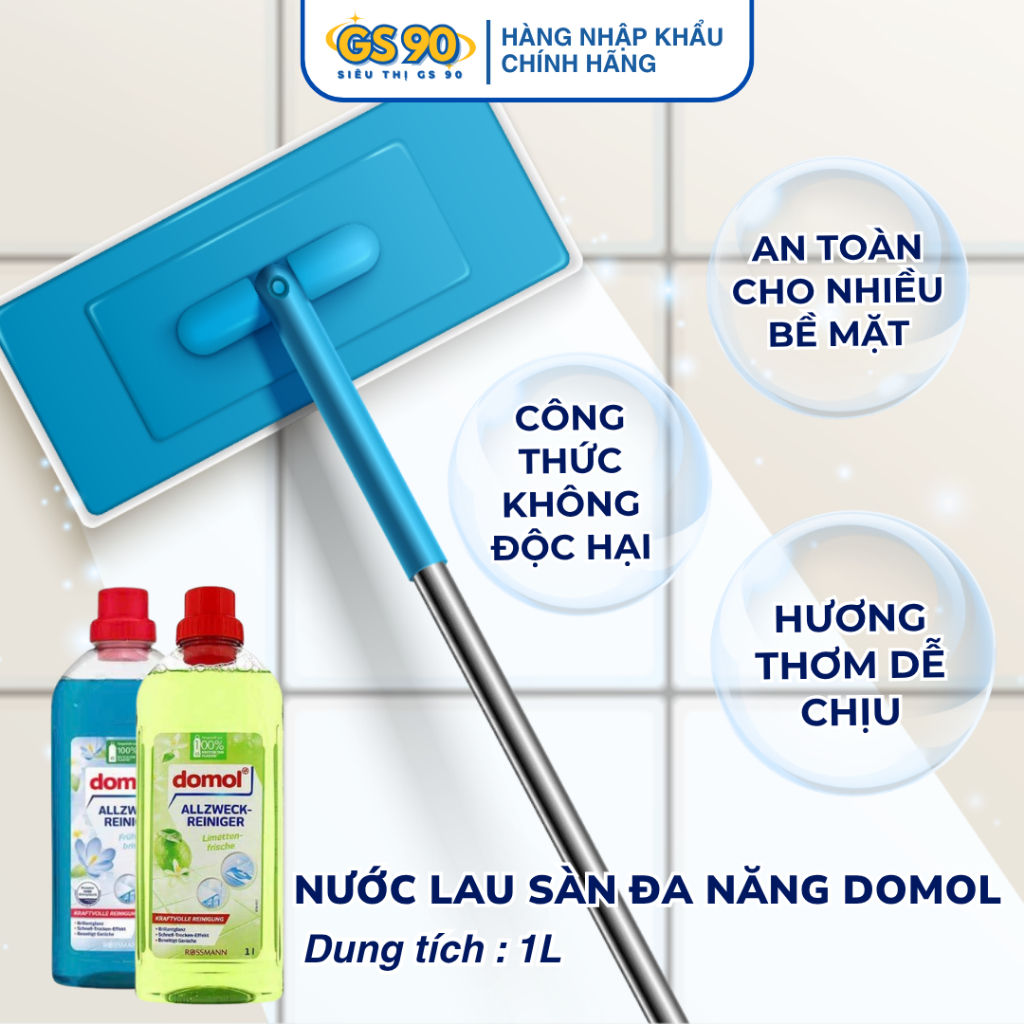 Nước lau sàn gỗ/gạch Domol 1L Đức siêu thơm lau sạch tạo độ sáng bóng cho sàn