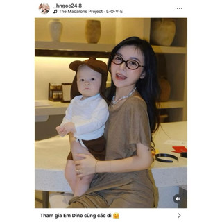 Set đồ bơi bé trai màu nâu có nón siêu yêu