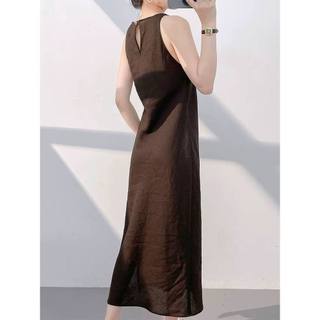 𝗝𝘂𝗹𝗶 𝗗𝗿𝗲𝘀𝘀 - | LY LINEN | - Đầm Linen cổ yếm midi
