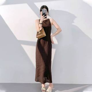 𝗝𝘂𝗹𝗶 𝗗𝗿𝗲𝘀𝘀 - | LY LINEN | - Đầm Linen cổ yếm midi
