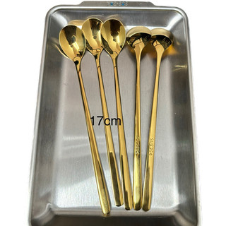 Thìa Cà Phê INOX 304 Mạ Titan Vàng 17cm Giot Nước Sang Trọng Tinh Tế