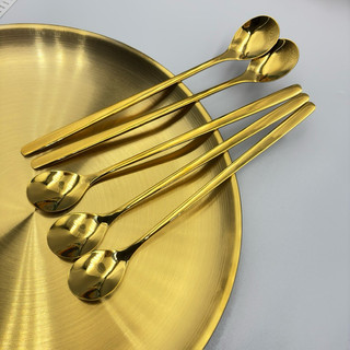 Thìa Cà Phê INOX 304 Mạ Titan Vàng 17cm Giot Nước Sang Trọng Tinh Tế