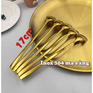 Thìa Cà Phê INOX 304 Mạ Titan Vàng 17cm Giot Nước Sang Trọng Tinh Tế