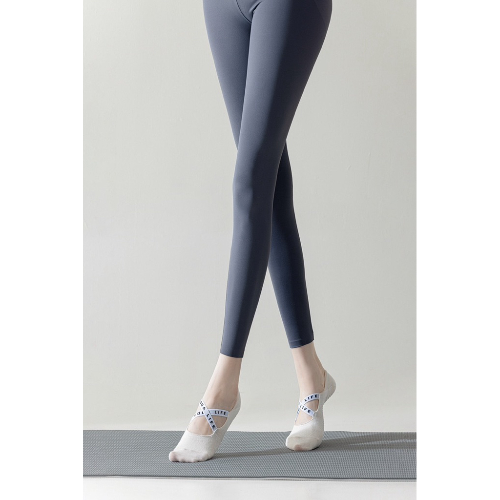 Tất tập Yoga Pilates Ballet chống trượt kiểu lười, dây chéo chắc chân dày dặn