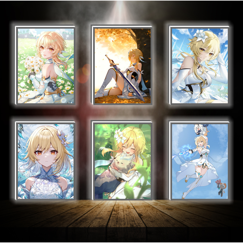 Tranh đèn led 3D đổi màu Lumine - Genshin impact - Tranh đèn led 3D ANIME trang trí bàn làm việc, đèn ngủ