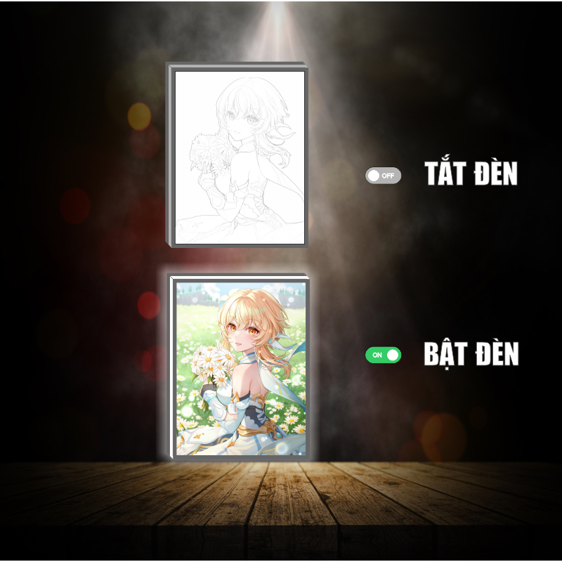 Tranh đèn led 3D đổi màu Lumine - Genshin impact - Tranh đèn led 3D ANIME trang trí bàn làm việc, đèn ngủ