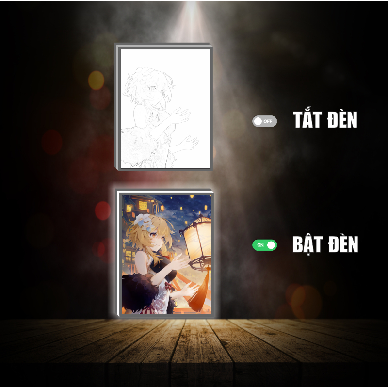 Tranh đèn led 3D đổi màu Lumine - Genshin impact - Tranh đèn led 3D ANIME trang trí bàn làm việc, đèn ngủ
