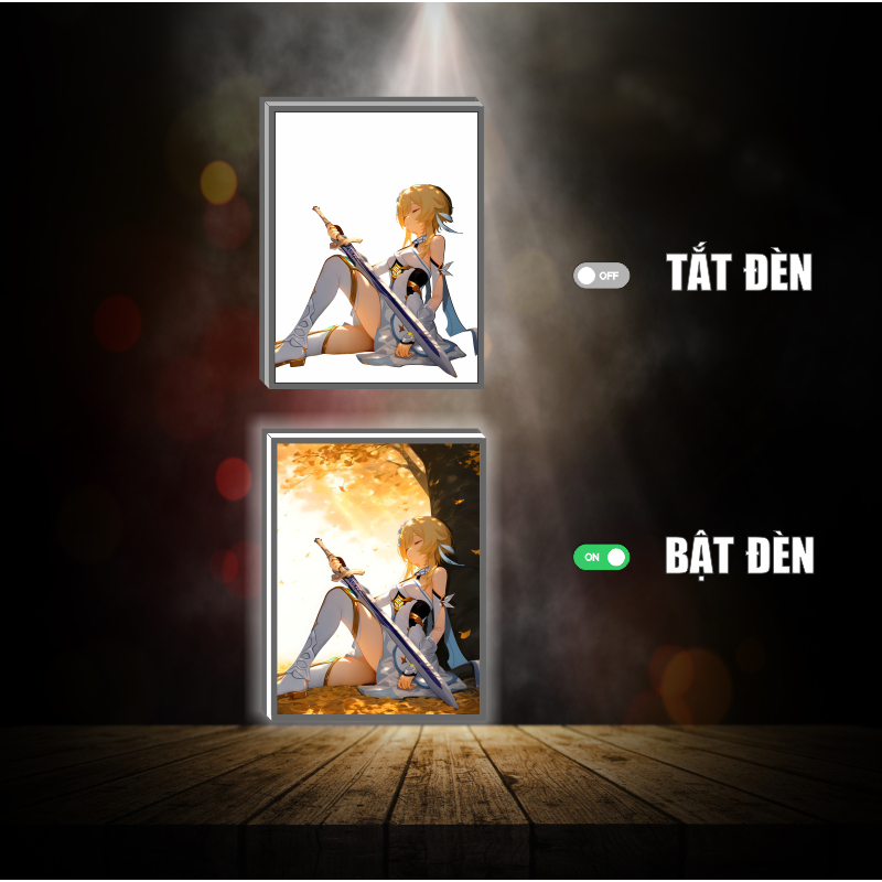 Tranh đèn led 3D đổi màu Lumine - Genshin impact - Tranh đèn led 3D ANIME trang trí bàn làm việc, đèn ngủ