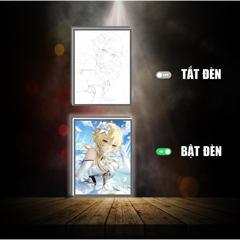 Tranh đèn led 3D đổi màu Lumine - Genshin impact - Tranh đèn led 3D ANIME trang trí bàn làm việc, đèn ngủ