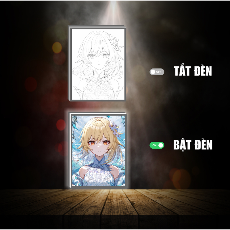 Tranh đèn led 3D đổi màu Lumine - Genshin impact - Tranh đèn led 3D ANIME trang trí bàn làm việc, đèn ngủ