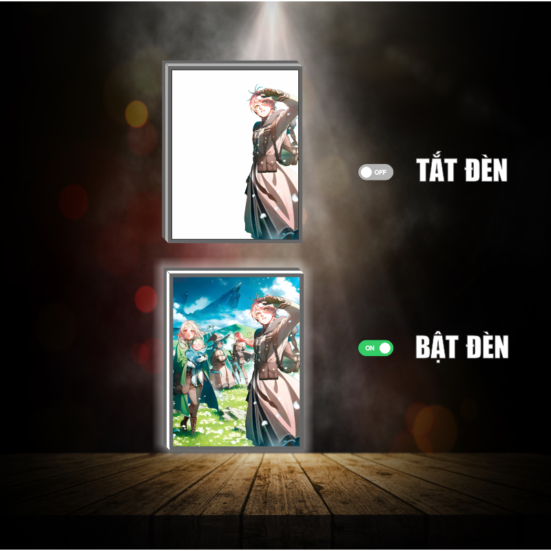 Tranh đèn led đổi màu Mushoku tensei -Thất nghiệp chuyển sinh - Tranh đèn led 3D ANIME trang trí bàn làm việc, đèn ngủ