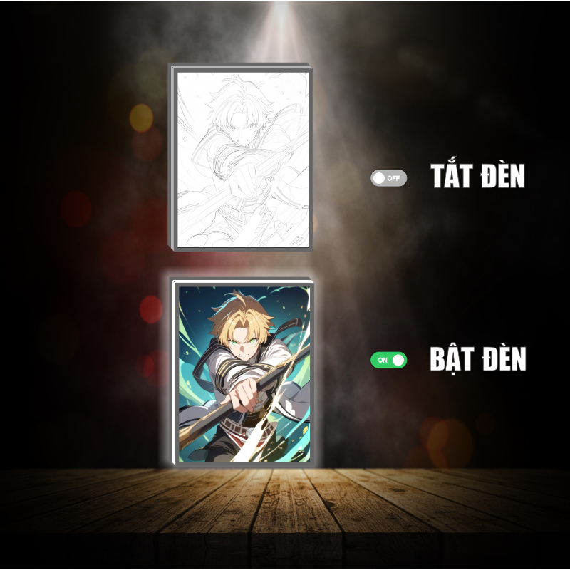 Tranh đèn led đổi màu Mushoku tensei -Thất nghiệp chuyển sinh - Tranh đèn led 3D ANIME trang trí bàn làm việc, đèn ngủ