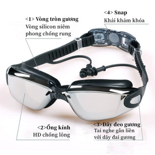 [Tặng hộp]Kính bơi tráng gương-Kính bơi người lớn trẻ em cao cấp chống nước an toàn cho bé bảo vệmắt