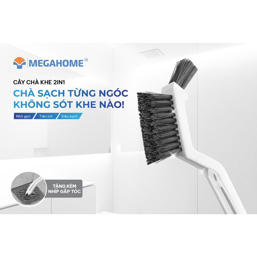 ( HỎA TỐC ) Bàn Chải Vệ Sinh Khe MEGAHOME Đa Năng, Chà Góc Tường, Chà Chỉ Gạch Chổi Cọ Nhà Vệ Sinh Cầm Tay