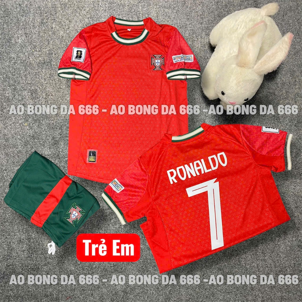Áo Bóng Đá, Áo Đá Banh Trẻ Em CLB In Sẵn Ronaldo số 7  - Vải Mè Thái Cao Cấp - In Sẵn Cr7.