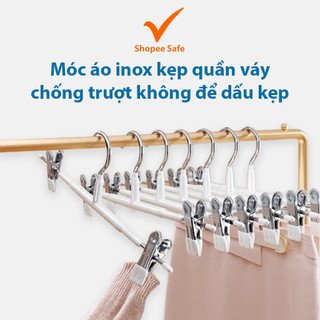 Móc áo inox kẹp quần váy chống trượt không để dấu kẹp tiện dụng cho shop thời trang #A259