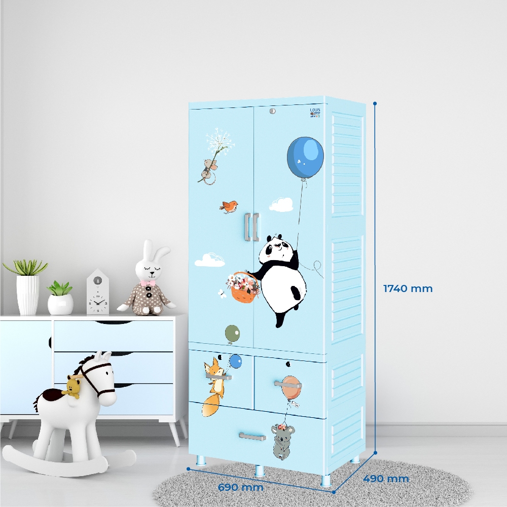 Tủ nhựa Louis QUI PHÚC, tủ treo quần áo, kích thước lớn, chắc chắn, tiện dụng, an toàn, tặng kèm móc