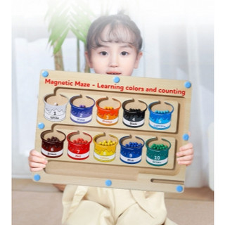 Đồ chơi bảng gỗ mê cung nam châm giúp bé học số đếm, phân biệt màu sắc (hàng tốt)