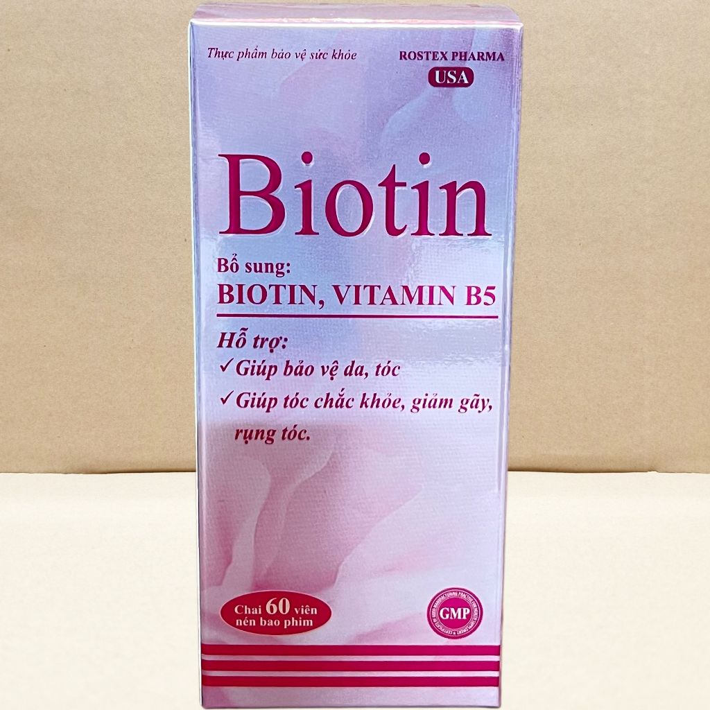Biotin Hồng Chai 60 Viên - Rostex - Takarai - Vitamin Chữa Lành