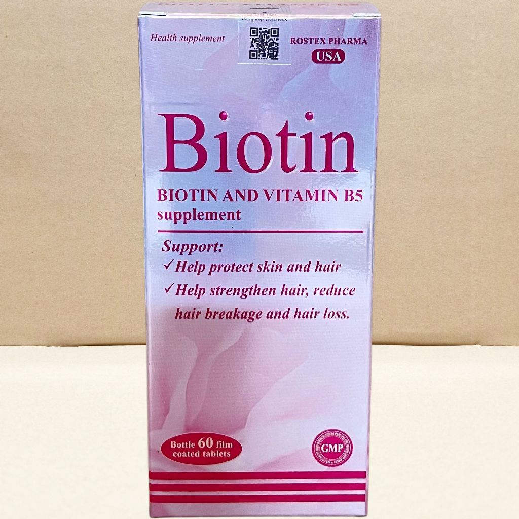 Combo 5 Hộp Biotin Hồng Chai 60 Viên - Rostex - Takarai - Vitamin Chữa Lành