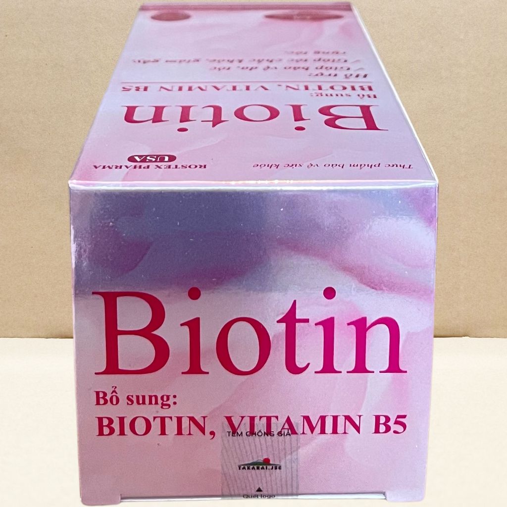Combo 5 Hộp Biotin Hồng Chai 60 Viên - Rostex - Takarai - Vitamin Chữa Lành