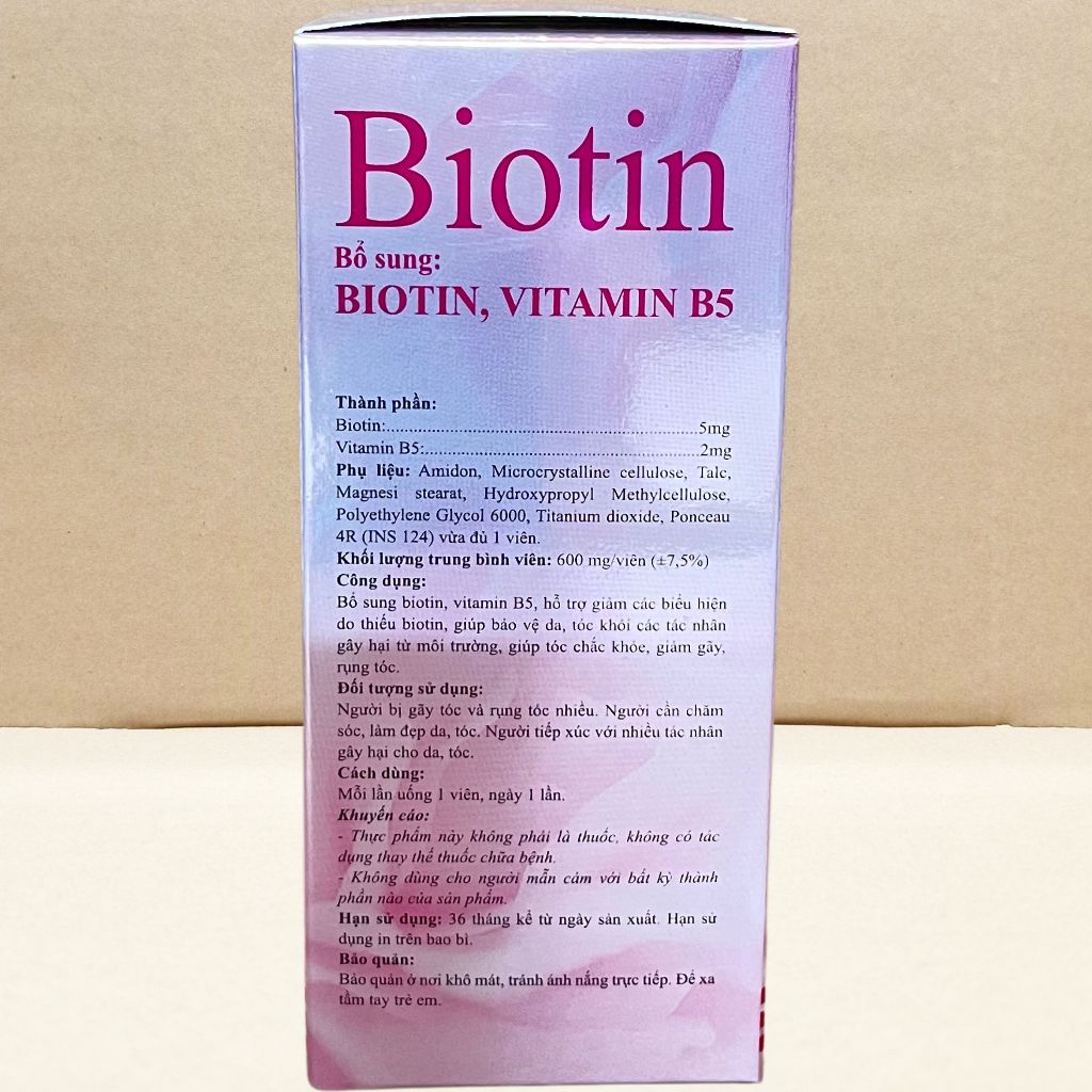Combo 5 Hộp Biotin Hồng Chai 60 Viên - Rostex - Takarai - Vitamin Chữa Lành