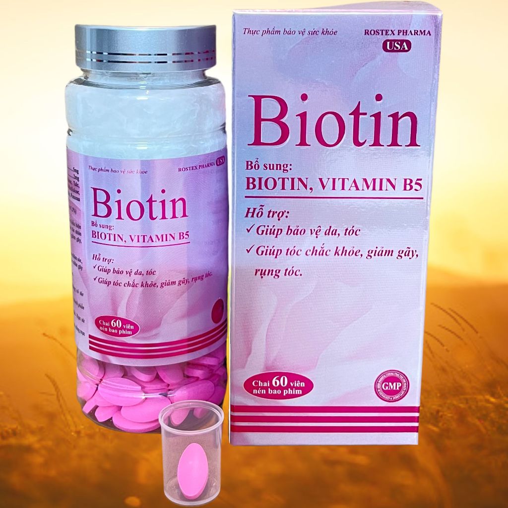 Biotin Hồng Chai 60 Viên - Rostex - Takarai - Vitamin Thanh Lọc