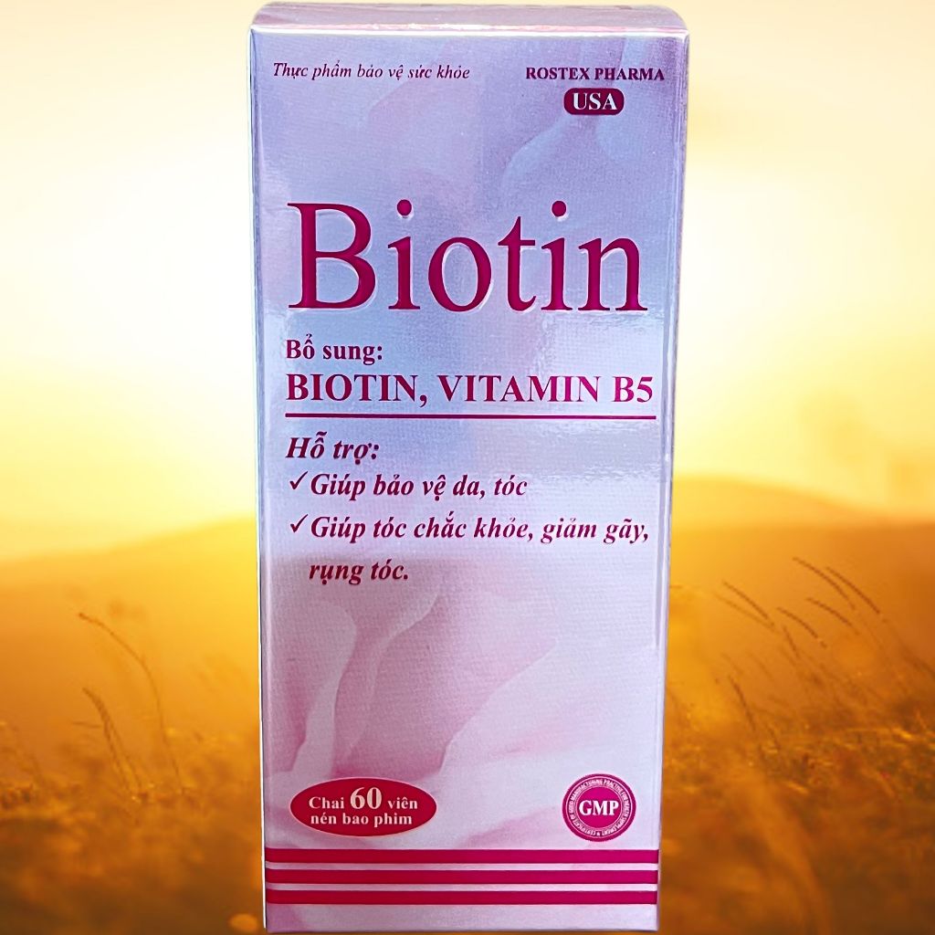 Biotin Hồng Chai 60 Viên - Rostex - Takarai - Vitamin Thanh Lọc