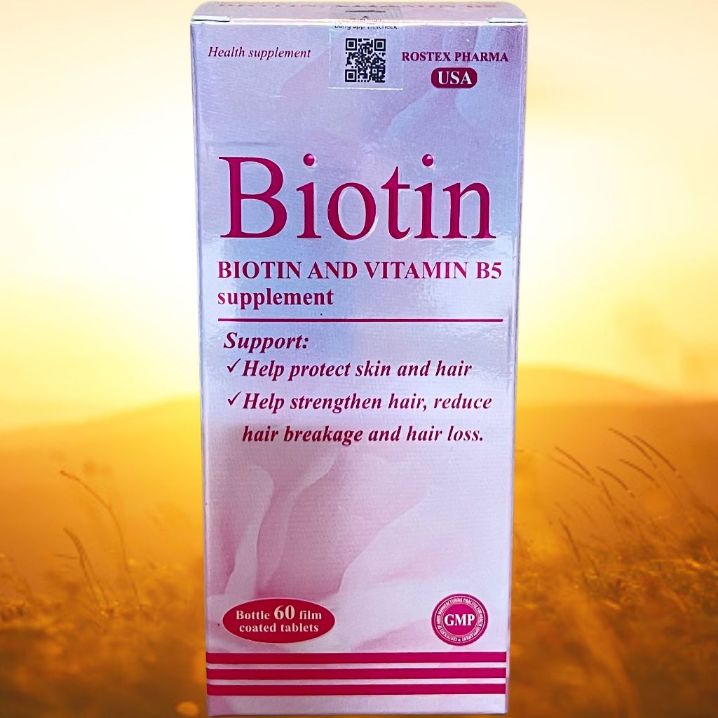 Biotin Hồng Chai 60 Viên - Rostex - Takarai - Vitamin Thanh Lọc