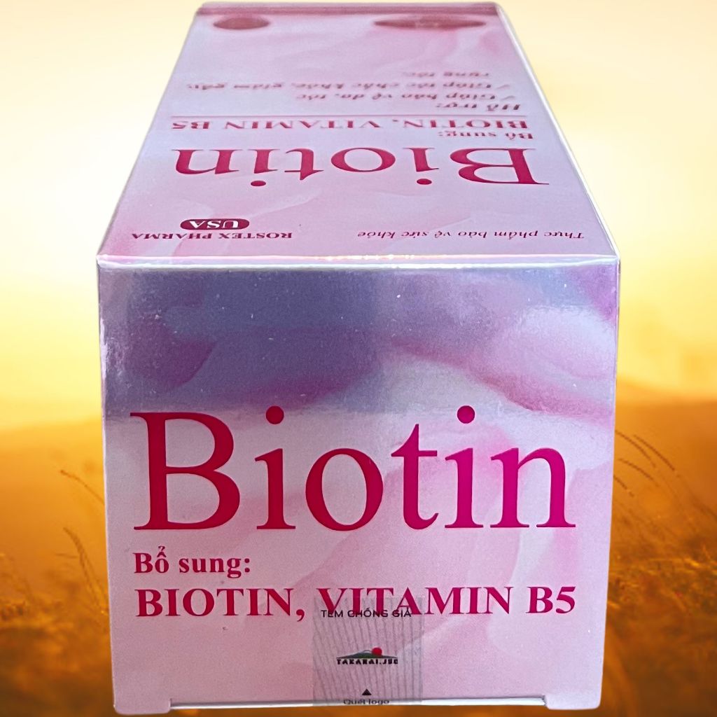 Biotin Hồng Chai 60 Viên - Rostex - Takarai - Vitamin Thanh Lọc