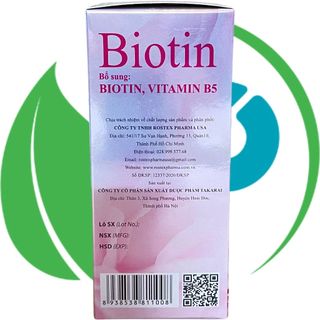 Combo 5 Hộp Biotin Hồng Chai 60 Viên - Rostex - Takarai - Vitamin Phục Hồi