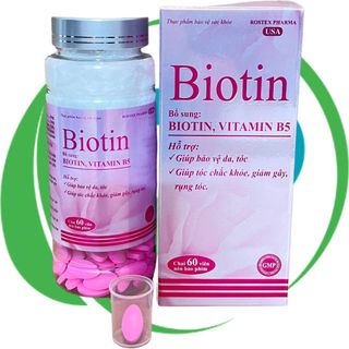 Combo 5 Hộp Biotin Hồng Chai 60 Viên - Rostex - Takarai - Vitamin Phục Hồi